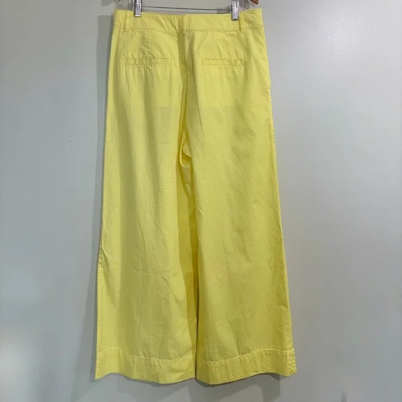Loft Poplin Wide Leg Pants in Lemon Yellow - Picture 8 of 12